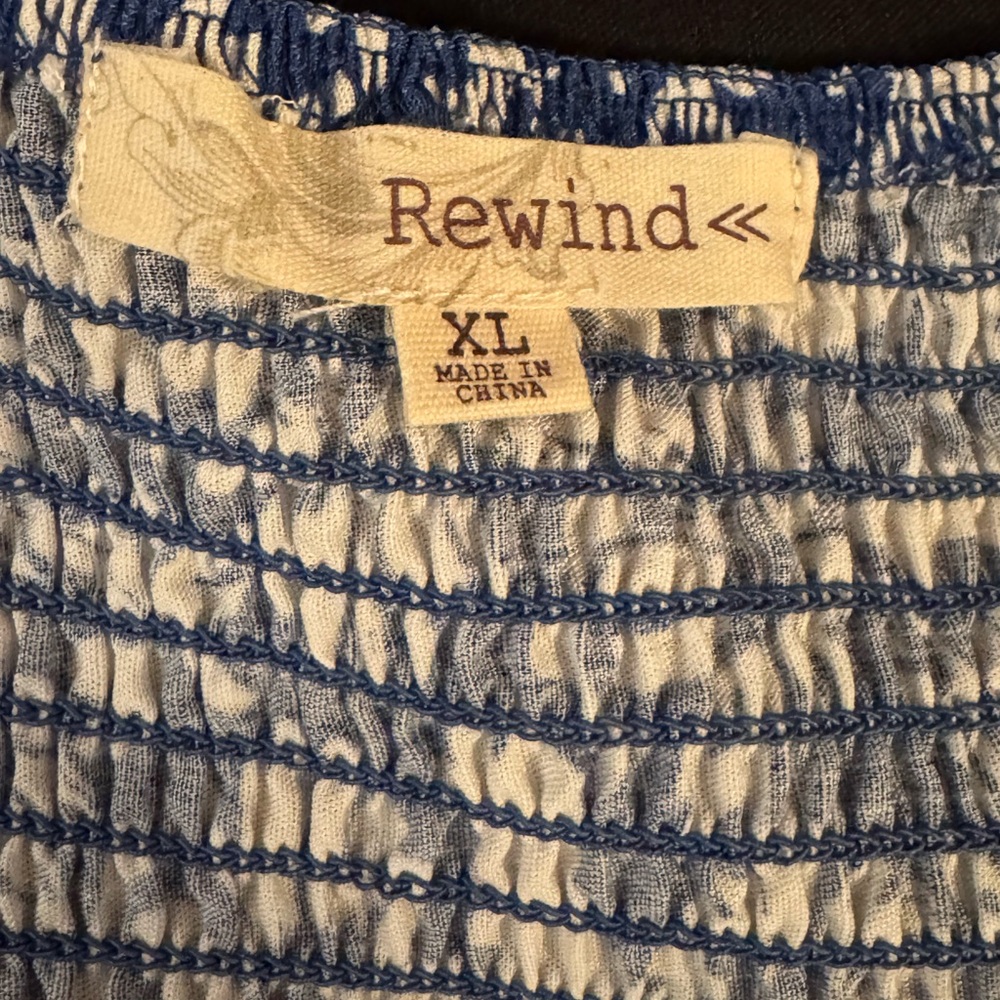 Rewind Blue and White Floral Dress - Picture 6 of 7
